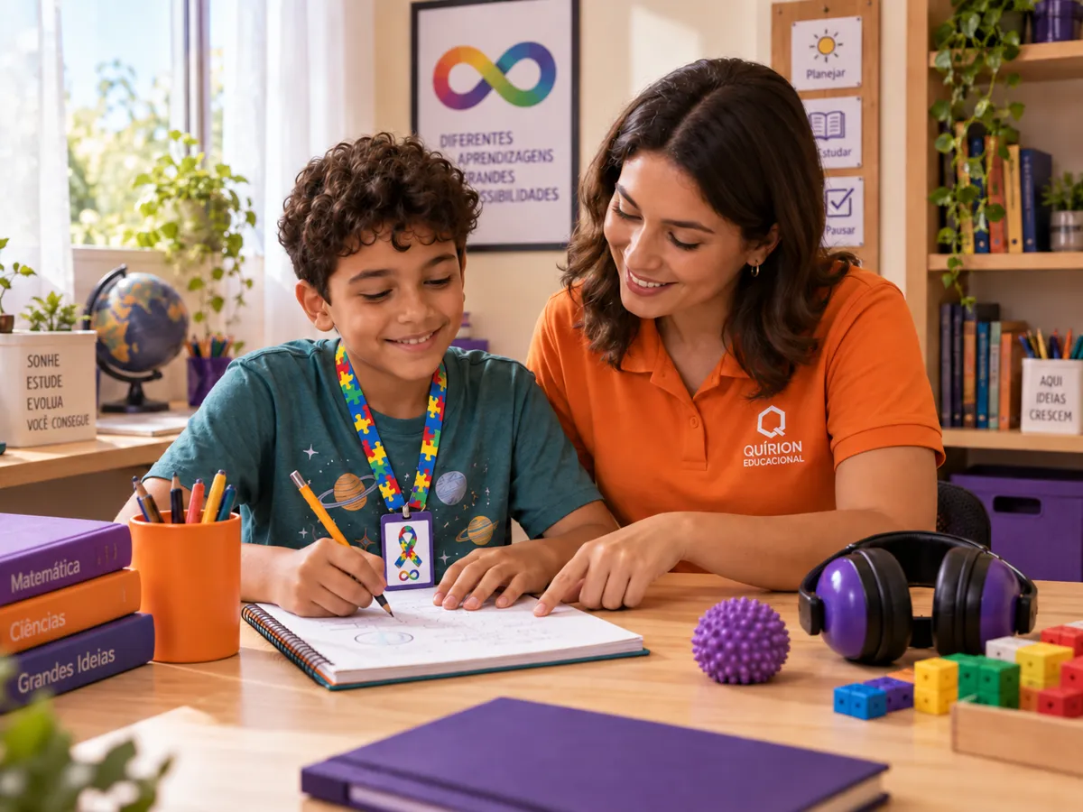 Aula adaptada para aluno neurodivergente na Quírion